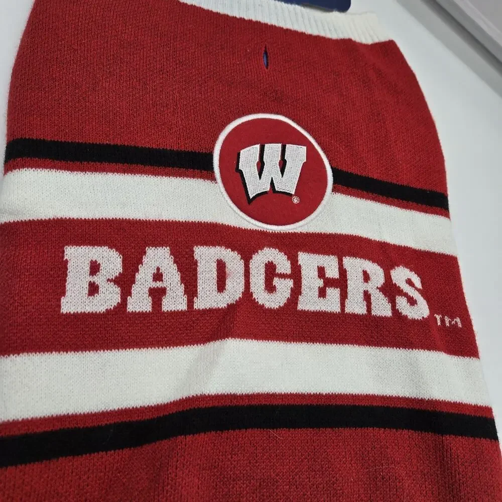 NCAA WISCONSIN BADGERS DOG SWEATER LARGE Licensed NEW! Red
